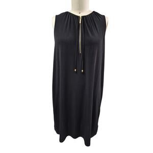 Michael Kors Sleeveless Black Dress Sz XL Gold Hardware & Zipper Swim Cover Up